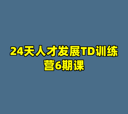 24天人才发展TD训练营6期课