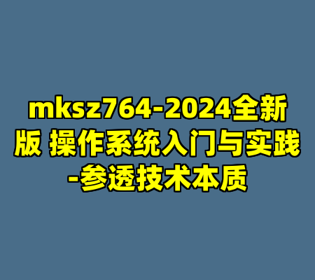 mksz764-2024全新版 操作系统入门与实践-参透技术本质