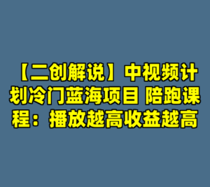 【二创解说】中视频计划冷门蓝海项目 陪跑课程：播放越高收益越高-cc资源站