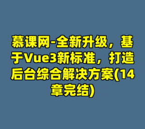 慕课网-全新升级，基于Vue3新标准，打造后台综合解决方案(14章完结)-cc资源站