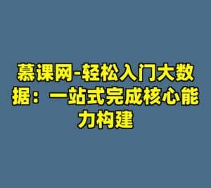 慕课网-轻松入门大数据：一站式完成核心能力构建-cc资源站