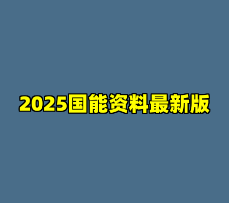 2025国能资料最新版