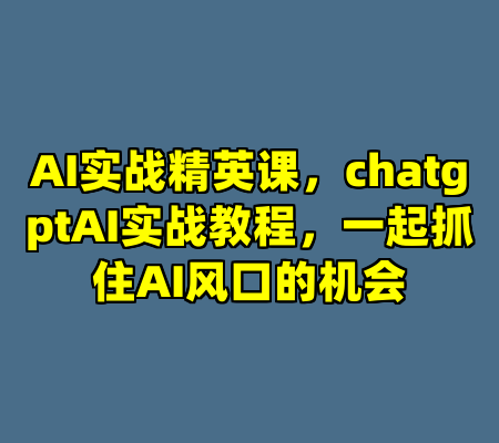 AI实战精英课，chatgptAI实战教程，一起抓住AI风口的机会