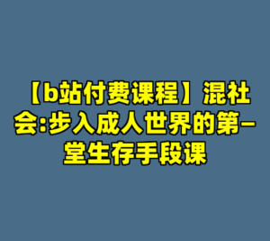【b站付费课程】混社会:步入成人世界的第—堂生存手段课-cc资源站