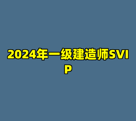 2024年一级建造师SVIP