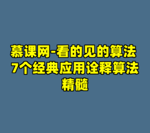 慕课网-看的见的算法 7个经典应用诠释算法精髓-cc资源站
