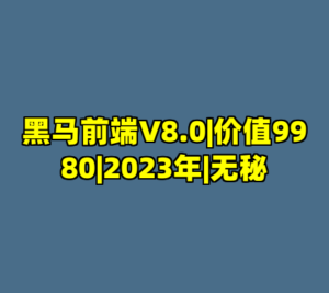 黑马前端V8.0|价值9980|2023年|无秘-cc资源站