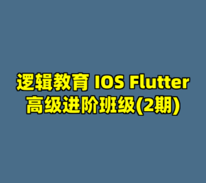 逻辑教育 IOS Flutter高级进阶班级(2期)-cc资源站