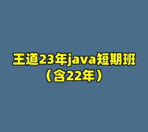 王道23年java短期班（含22年）-cc资源站