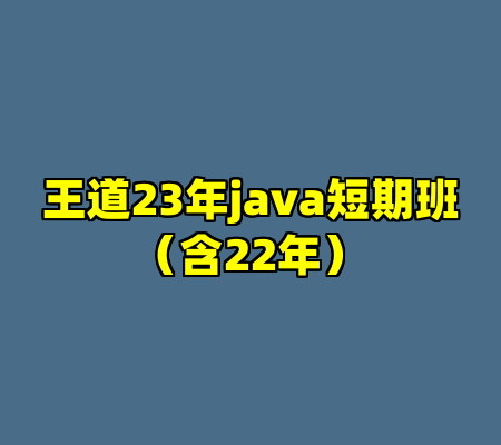 王道23年java短期班（含22年）