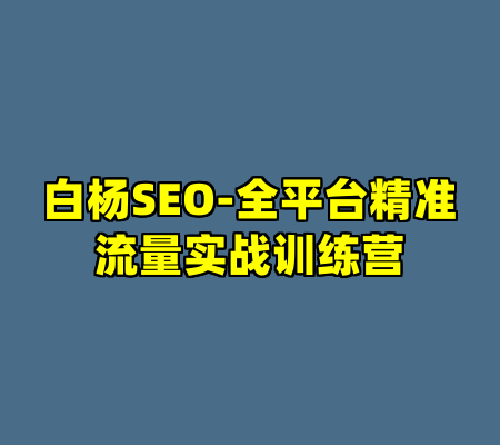 白杨SEO-全平台精准流量实战训练营
