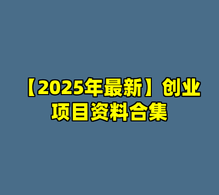 【2025年最新】创业项目资料合集