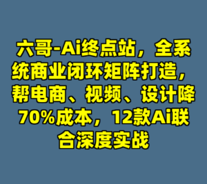 六哥-Ai终点站，全系统商业闭环矩阵打造，帮电商、视频、设计降70%成本，12款Ai联合深度实战-cc资源站