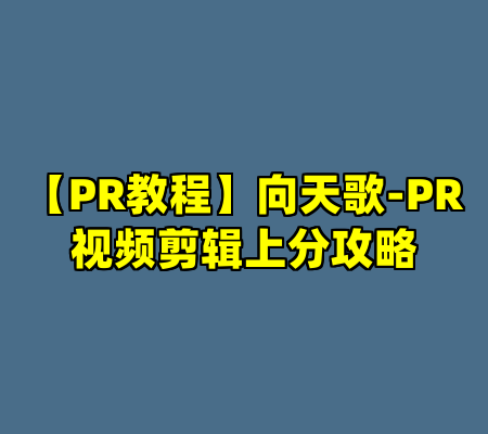 【PR教程】向天歌-PR视频剪辑上分攻略