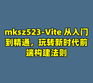 mksz523-Vite 从入门到精通，玩转新时代前端构建法则-cc资源站