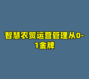 智慧农贸运营管理从0-1金牌-cc资源站