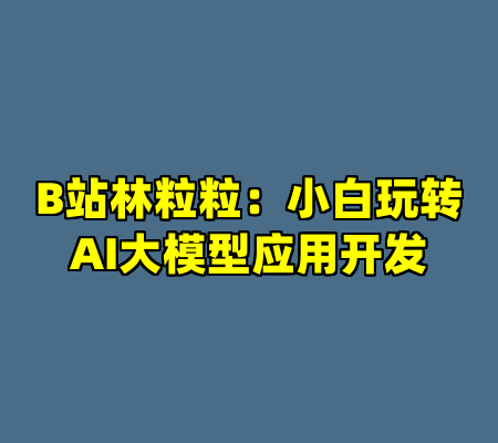 B站林粒粒：小白玩转AI大模型应用开发