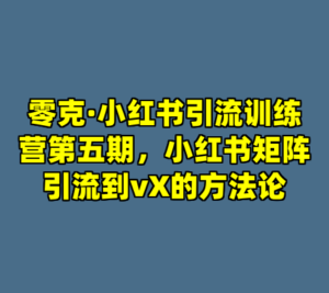 零克·小红书引流训练营第五期，小红书矩阵引流到vX的方法论-cc资源站