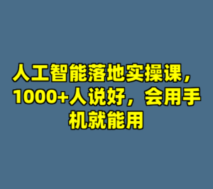 人工智能落地实操课，1000+人说好，会用手机就能用-cc资源站