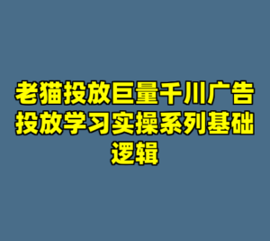 老猫投放巨量千川广告投放学习实操系列基础逻辑-cc资源站