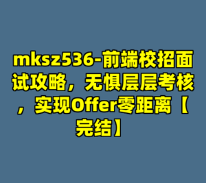 mksz536-前端校招面试攻略，无惧层层考核，实现Offer零距离【完结】-cc资源站