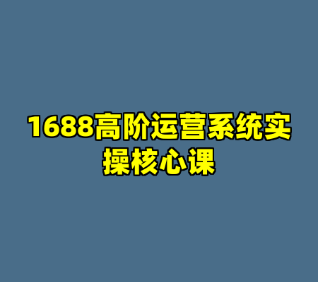 1688高阶运营系统实操核心课