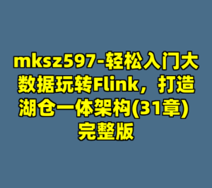 mksz597-轻松入门大数据玩转Flink，打造湖仓一体架构(31章) 完整版-cc资源站