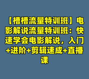 【槽槽流量特训班】电影解说流量特训班：快速学会电影解说，入门+进阶+剪辑速成+直播课-cc资源站