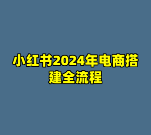 小红书2024年电商搭建全流程-cc资源站