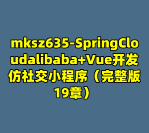 mksz635-SpringCloudalibaba+Vue开发仿社交小程序（完整版19章）-cc资源站