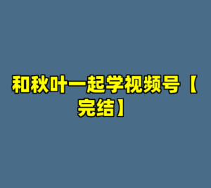和秋叶一起学视频号【完结】-cc资源站