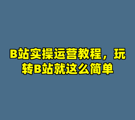 B站实操运营教程，玩转B站就这么简单