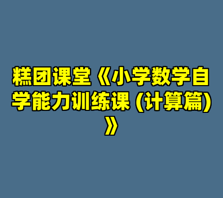 糕团课堂《小学数学自学能力训练课 (计算篇) 》