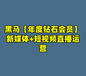 黑马【年度钻石会员】新媒体+短视频直播运营-cc资源站