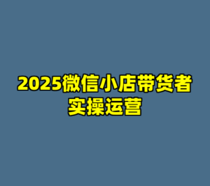2025微信小店带货者实操运营-cc资源站