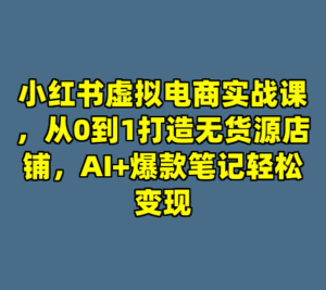 小红书虚拟电商实战课，从0到1打造无货源店铺，AI+爆款笔记轻松变现-cc资源站