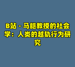 B站 - 马皑教授的社会学：人类的越轨行为研究-cc资源站