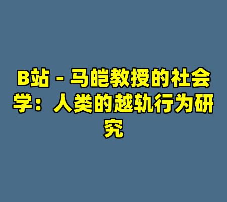 B站 - 马皑教授的社会学：人类的越轨行为研究