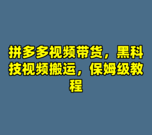 拼多多视频带货，黑科技视频搬运，保姆级教程-cc资源站