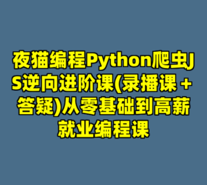 夜猫编程Python爬虫JS逆向进阶课(录播课＋答疑)从零基础到高薪就业编程课-cc资源站