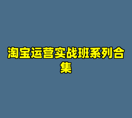 淘宝运营实战班系列合集