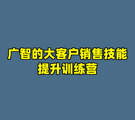 广智的大客户销售技能提升训练营