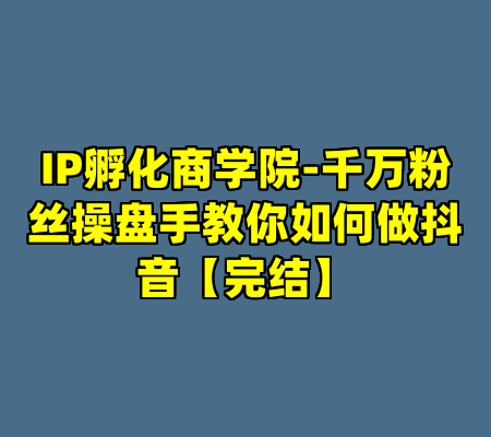 IP孵化商学院-千万粉丝操盘手教你如何做抖音【完结】