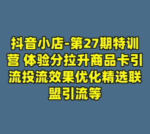 抖音小店-第27期特训营 体验分拉升商品卡引流投流效果优化精选联盟引流等-cc资源站