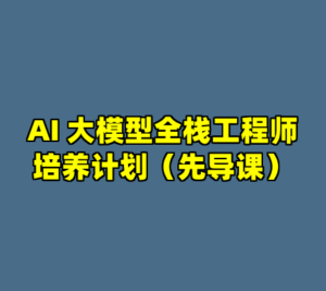 AI 大模型全栈工程师培养计划（先导课）-cc资源站