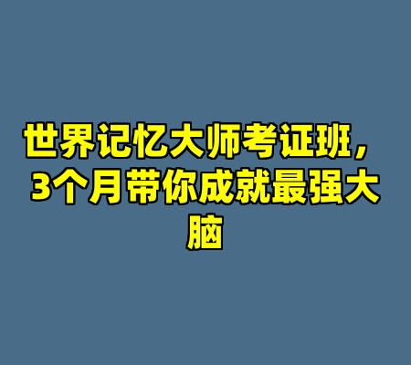 世界记忆大师考证班，3个月带你成就最强大脑