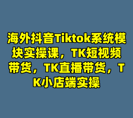 海外抖音Tiktok系统模块实操课，TK短视频带货，TK直播带货，TK小店端实操