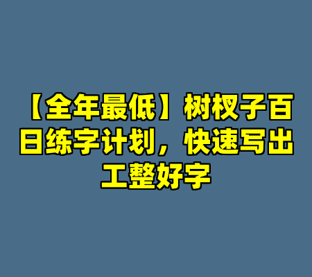 【全年最低】树杈子百日练字计划，快速写出工整好字