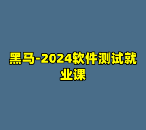 黑马-2024软件测试就业课-cc资源站