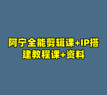 阿宁全能剪辑课+IP搭建教程课+资料